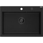MEXEN/S - Elix granitový dřez 1-miska 700 x 500 mm, černá, sifon černá 6526701005-77-B