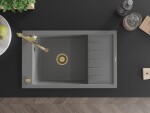 MEXEN/S - Elias granitový dřez 1-miska včetně baterie Carla, šedá 6511-71-670700-50