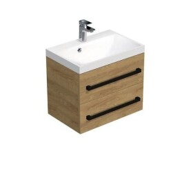 Koupelnová skříňka s černou úchytkou a umyvadlem SAT Cube Way 60x53x40 cm dub Hickory mat CUBE2C60ZDH CUBE2C60ZDH