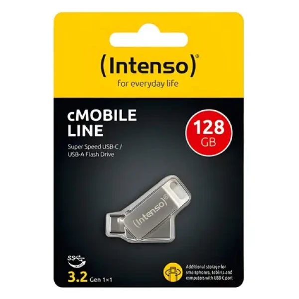 Intenso cMOBILE Line stříbrná / USB flash disk / USB-C a USB-A / 128GB / USB 3.2 Gen 1 (3536491)