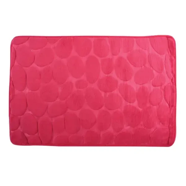 MSV Pebbles růžová / Koupelnová předložka / 50 x 80 cm / protiskluzová / PU pěna