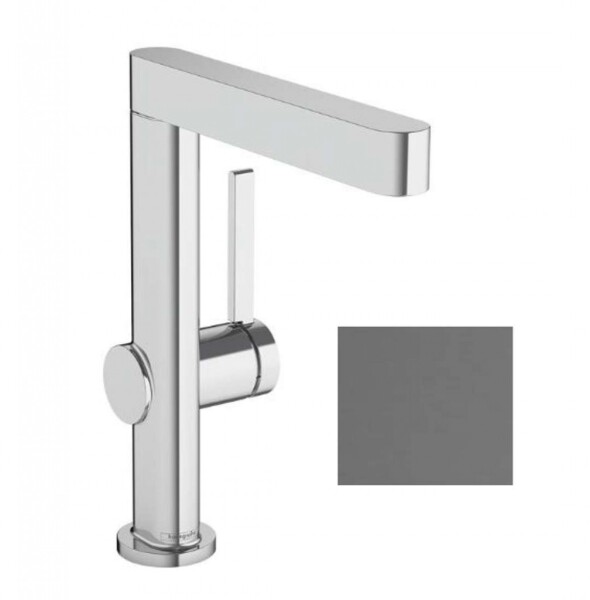 HANSGROHE - Finoris Umyvadlová baterie, s výpustí Push-Open a otočným výtokem, kartáčovaný černý chrom 76060340