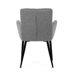 Židle jídelní, světle šedá látka, černý kov