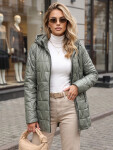 Dámská prošívaná bunda s odnímatelnou kapucí, zelená, FashionStreet TY5794 L