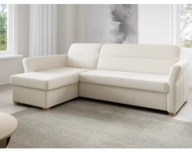 Rohová sedací souprava Livia, světle béžová látka, levý roh