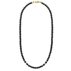 Pánský korálkový náhrdelník Giorgio Gold - 6 mm přírodní matný onyx, Černá 55 cm