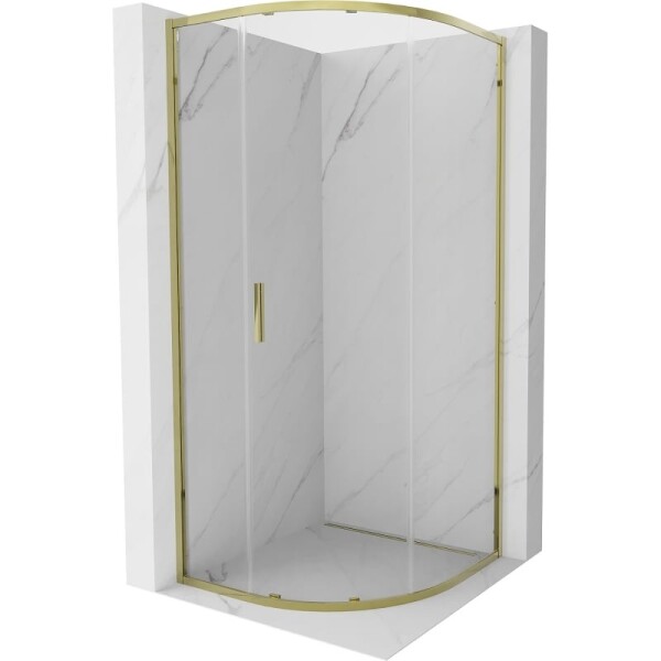MEXEN - Exo čtvrtkruhový posuvný sprchový kout 80 x 80, transparent, zlato 8131-080-080-50-00