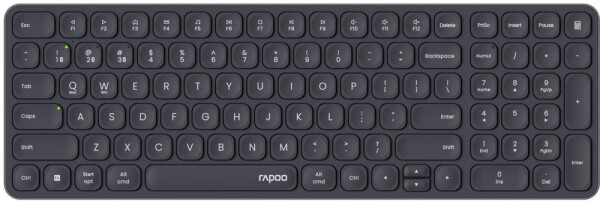 Rapoo E9310M Multi-mode šedá / Bezdrátová klávesnice / 2.4 GHz / BT 4.0 a 5.0 / ultra-tenká / 2x AAA baterie (6940056126351)