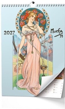 Nástěnný poznámkový kalendář A3 Alfons Mucha 2027