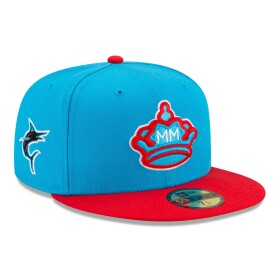 New Era Pánská kšiltovka Miami Marlins MLB Authentic City Connect 59FIFTY Fitted - Červená a modrá Velikost: 7 1/4