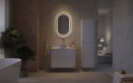 CERSANIT - Zrcadlo CREA II LED 50x80 ČERNÉ MATNÉ OVAL S1058-034