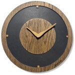 DumDekorace Dřevěné nástěnné hodiny z tmavého dubu Oak Flow - 30 cm