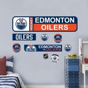 Mustang Drinkware Samolepky na Stěnu Edmonton Oilers NHL Repositionable Street Signs Wall Decal Set