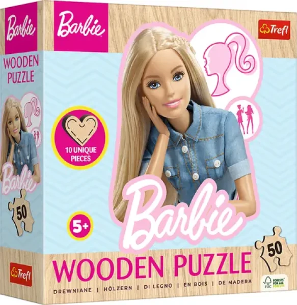 Trefl - Puzzle - Dřevěné obrysové puzzle Barbie
