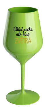 ÚKLID POČKÁ, ALE VÍNO ZVĚTRÁ - zelená nerozbitná sklenice na víno 470 ml