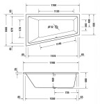 Duravit No.1 Vana asymetrická, 170x100 cm, levá, bílá 700508000000000