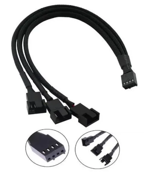 1stCOOL PWM-SPLIT-3 / Rozbočovač PWM ventilátorů / 1x 4pin - 3x 4pin / 25 cm / opletený (PWM-SPLIT-3)