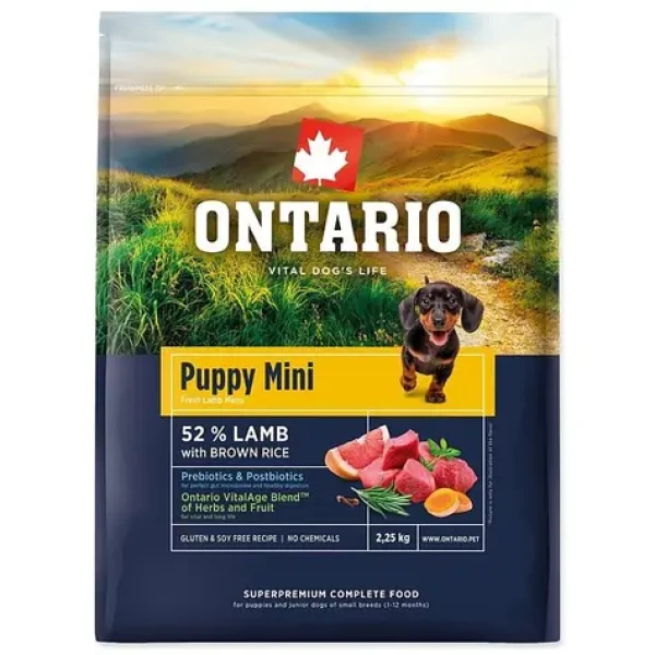 Ontario Puppy Mini Lamb Brown Rice 2.25kg / Granule pro štěňata (214-13102)