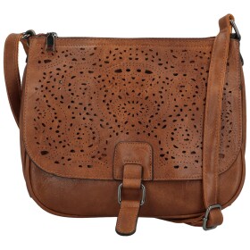 Módní dámská koženková crossbody kabelka Oresta, koňaková hnědá