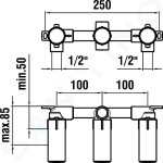 Laufen - Concealed Bodies Základní těleso pro 3-otvorovou baterii pod omítku HF102080000000