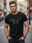 Pánské bavlněné tričko s potiskem jezevčíka černé FashionStreet NX0221R L