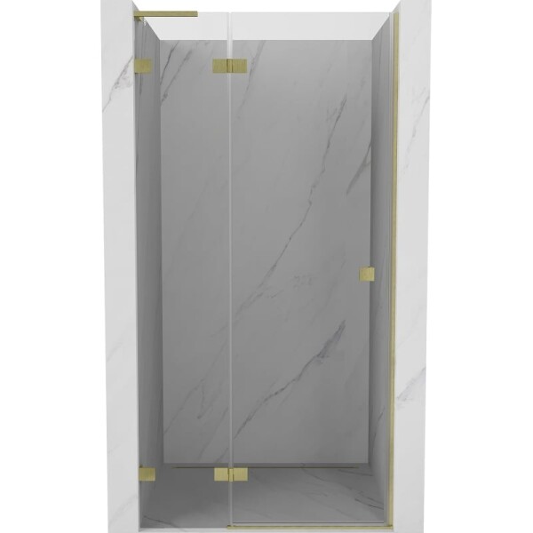 MEXEN/S - Lunar L sprchové dveře křídlové levé 105 cm, transparent, zlatá kartáčovaná 834L-105-000-55-00-L