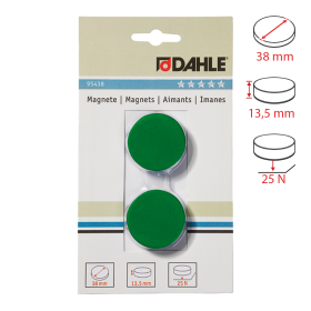 Dahle magnet přídržný, Ø 38 mm, 25 N, 2 ks, zelený