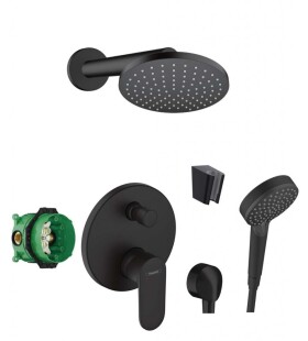 HANSGROHE - Sprchový set s baterií pod omítku, s tělesem, průměr 20 cm, 2 proudy, matná černá SANI21HHH412