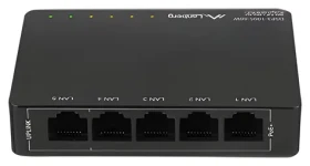 Lanberg DSP3-1005-60W černá / Switch / 5x GbE / 4x PoE+ 802.3at / 60W (DSP3-1005-60W)