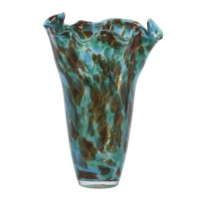 MADAM STOLTZ Váza z brokového skla Green / Brown / Blue, zelená barva, sklo