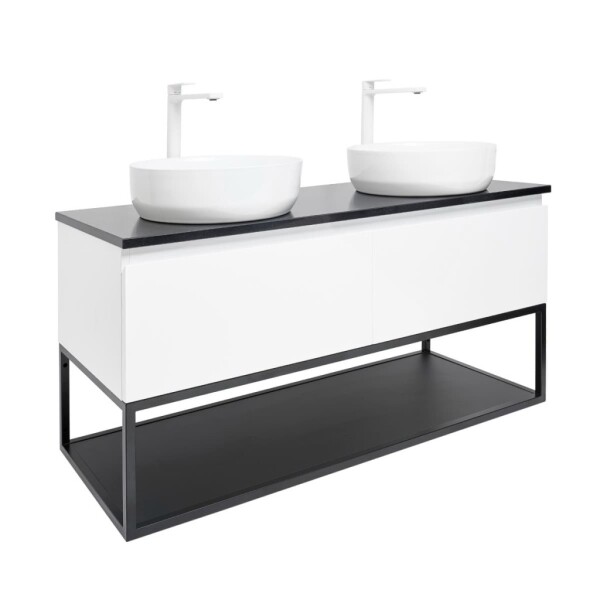 Koupelnová skříňka s žulovou krycí deskou SAT B-Way 119x30x45 cm bílá lesk BWAY120WZUBF BWAY120WZUBF