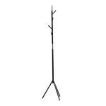 Věšák stojanový, výška 179 cm, kovová konstrukce, černý matný lak, nosnost 6 kg