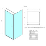 AQUALINE - PILOT čtvercový sprchový kout 1000x1000 sklo Brick PT100-01