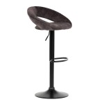 Židle barová, hnědá sametová látka, černá podnož