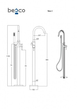 BESCO - Stojánková vanová baterie VEO I zlatá broušená BABWVIBZ