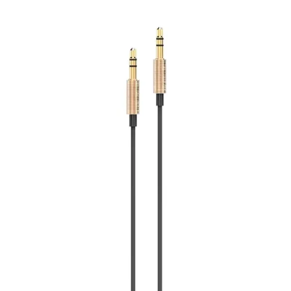AWEI AUX-001 zlatá / Audio kabel / Jack 3,5 mm - Jack 3,5 mm / 1 m / Hliník, silikon (AUX-001)