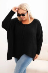 Svetr dámský Plus Size s akrylem volného střihu a rukávem 3/4 černý UNI