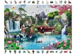 WOODEN CITY Dřevěné puzzle Vodopády v japonské zahradě 2v1 - 2000 dílků EKO