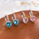 Náušnice Swarovski Elements Elizabeth Garnet - srdíčko, Červená