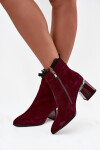 Semišové kožené dámské kotníkové boty na podpatku s ozdobou vyhřívané D&A MR52-127 bordó 38