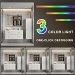 Erga Samira, LED zrcadlo 60x80cm v černém rámu, 2185 lm, 3 barvy světla, přední/zadní osvětlení, ERG-V01-SAMIRA-6080-BK