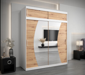 Šatní skříň Abi W0 s nástavcem Barva korpusu: Bílá, Rozměry: 200 cm, Dveře: Dub artisan