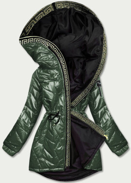 Zelená dámská bunda ozdobným prošíváním (BR8101-10) odcienie zieleni