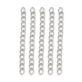 Prodlužovací řetízek z nerezové oceli - platinový - 4 cm x 3 mm - 1 ks