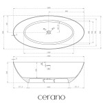 CERANO - Vana z litého mramoru Emilia - volně stojící - černá matná/bílá matná - 180x85x55 CER-428548