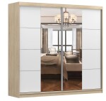 Šatní skříň Multi 38 Barva korpusu: Černá, Rozměry: 233 cm, Dveře: Bílé