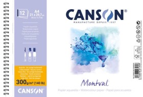 Canson Montval akvarelový blok A4 300g 12 listů kroužkový