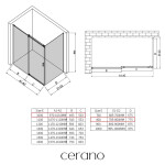 CERANO - Sprchový kout Santoro L/P - 8 mm - černá matná, transparentní sklo - 100x80x195 - posuvný CER-8050BD7319