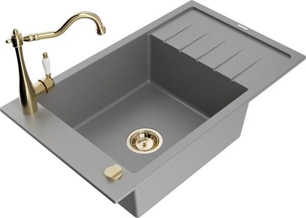 MEXEN/S - Elias granitový dřez 1-miska včetně baterie Carla, šedá 6511-71-670700-50
