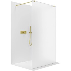 CERANO Sprchová zástěna Walk-in Onyx Duo L/P - 8 mm - hranatá vzpěra - zlatá, mléčné sklo - 150x200 cm